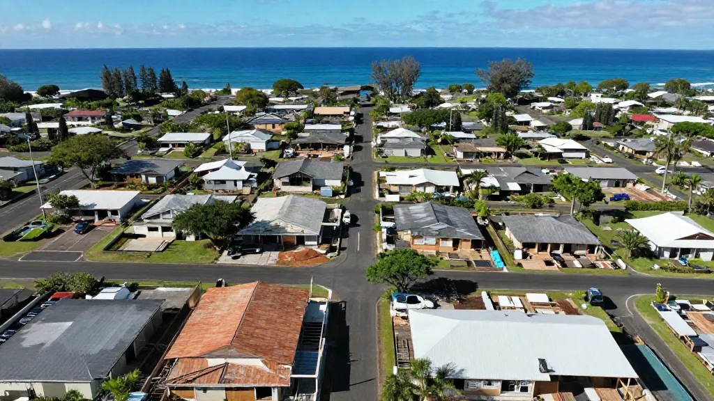 Aerial view of a Hawaiian neighborhood
